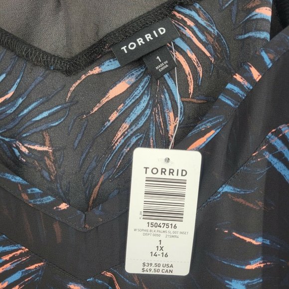 Black Tropical Palm Sophie Cami Sheer Chiffon Women Top Camisole - Picture 9 of 12